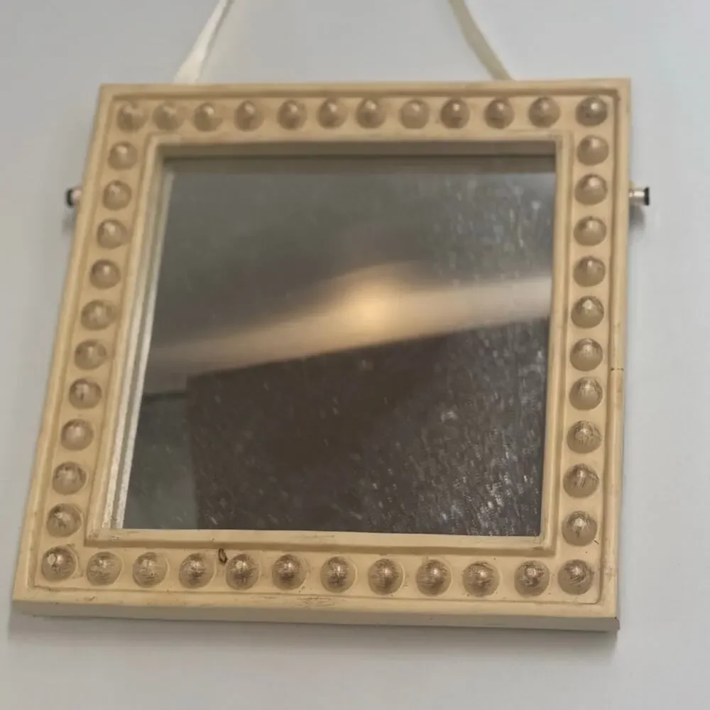 Burnes of Boston Beaded Square Mirror with Rose Hanging Wall Decor 6x6